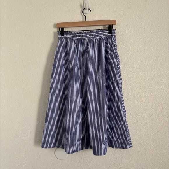 Talbots Women's Size Small Petite Blue/White Stripe Modern Poplin Midi Skirt - Picture 5 of 5